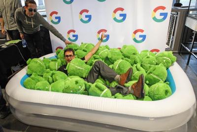 The pit of Android plushies was a popular stop at the 2019 edition of HackIllinois.