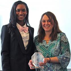 Urbana High School student and NCWIT Aspirations award winner Aja Capel, left, with NCWIT Extension Services Associate Director Jamie Huber Ward.