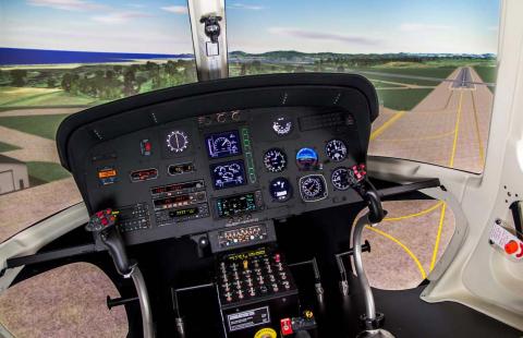 Illini engineers have helped to make major advancements in developing realistic virtual flight environments, shown here in the Airbus AS350 B2 VEMD Simulator, Â© 2017 FRASCA International, Inc. All rights reserved.