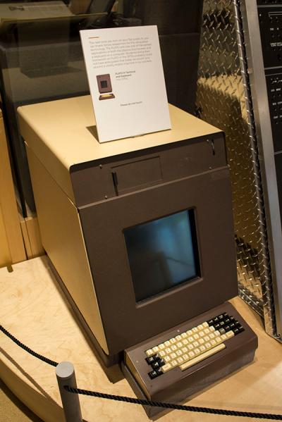 A terminal from the PLATO IV system at the Spurlock Museum exhibit, â€œKnowledge at Work: The University of Illinois at 150.â€