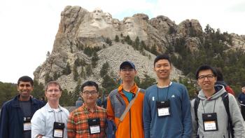 CS  @ ILLINOIS ACM ICPC team and coaches at Mount Rushmore. From left: Uttam Thakore, Mattox Beckman, Yuting Zhang, Tong Li, Yewen Fan, and JIngbo Shang.
