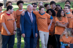 Robert Carr and students at a Give Something Back Foundation event. Carrâ€™s organization partners with universities and colleges in Delaware, Illinois, New Jersey, New York, and Pennsylvania. (Photo courtesy of Give Something Back Foundation.) 