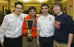 The Illini Chess Team placed second in the Pan-American Championship, and will head to the Final Four for collegiate chess. From left: Xin Luo, Akshay Indusekar, Eric Rosen, and Michael Auger.
