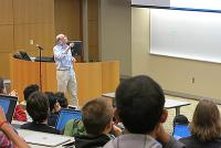 Bjarne Stroustrup, who first developed C++ at Bell Labs, gave a talk on C++ to an overflow crowd of students on the Monday of the standards conference. 