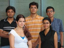 The 2012 Siebel Scholars: back row, from left: Swapnil Ghike, Nipun Sehrawat, Akhil Langer. front row, from left: Katrina Gossman, Harshitha Menon