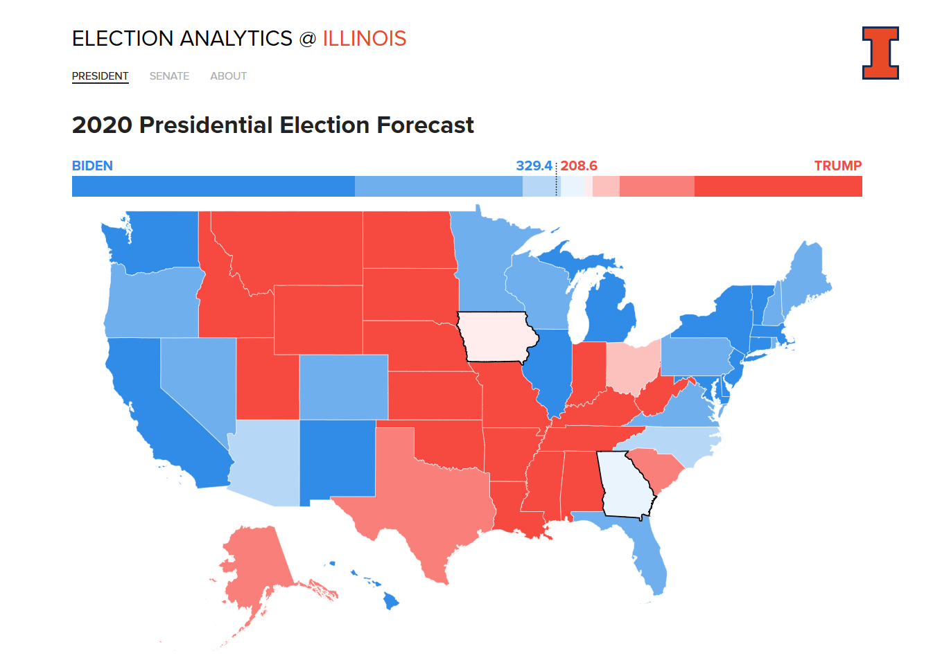 This year's Election Analytics @ Illinois website has four team members, including three undergraduate students from Illinois CS.