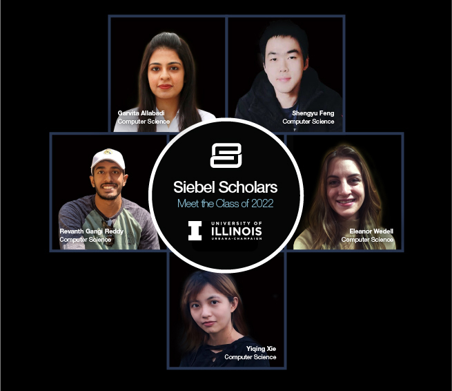 Siebel Scholars graphic includes all five Illinois CS students honored