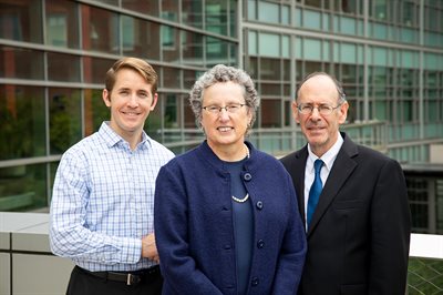 Pictured, from left: Ian Ludden, graduate student; Janet A. Jokela, interim executive associate dean of the Carle Illinois College of Medicine; Sheldon H. Jacobson, professor of computer science.