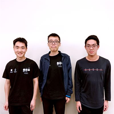 The team, Unbengable, includes three Illinois CS students (from left to right): Xi Chen, Zhenwei Hu, and David Fu.